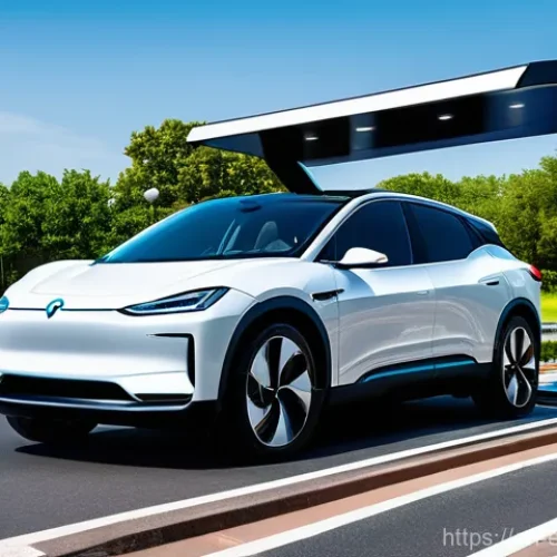 Home 20 전기차 충전 인프라 - **Prompt:** A vibrant, ultra-fast electric vehicle (EV) charging hub on a major highway. Several div...