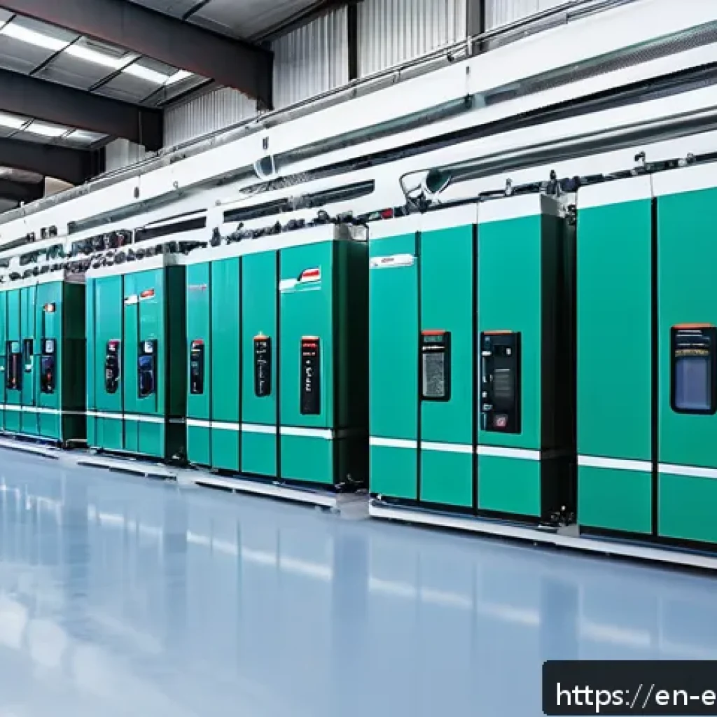 수전해 기술 발전 - A high-tech industrial electrolyzer facility featuring modular, compact electrolyzer units arranged ...